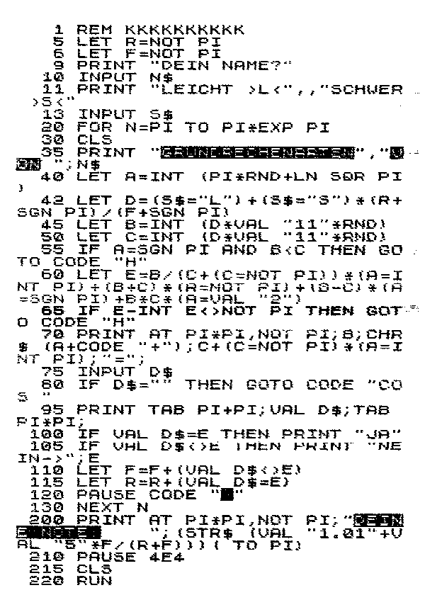 ZX-81 Listing